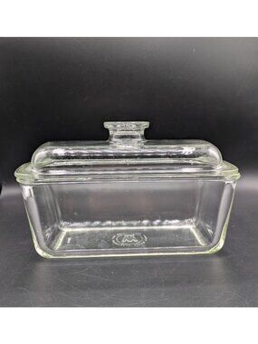 Vintage Pyrex Westinghouse Clear Glass Refrigerator Baking Dish Loaf Pan w/ Lid
